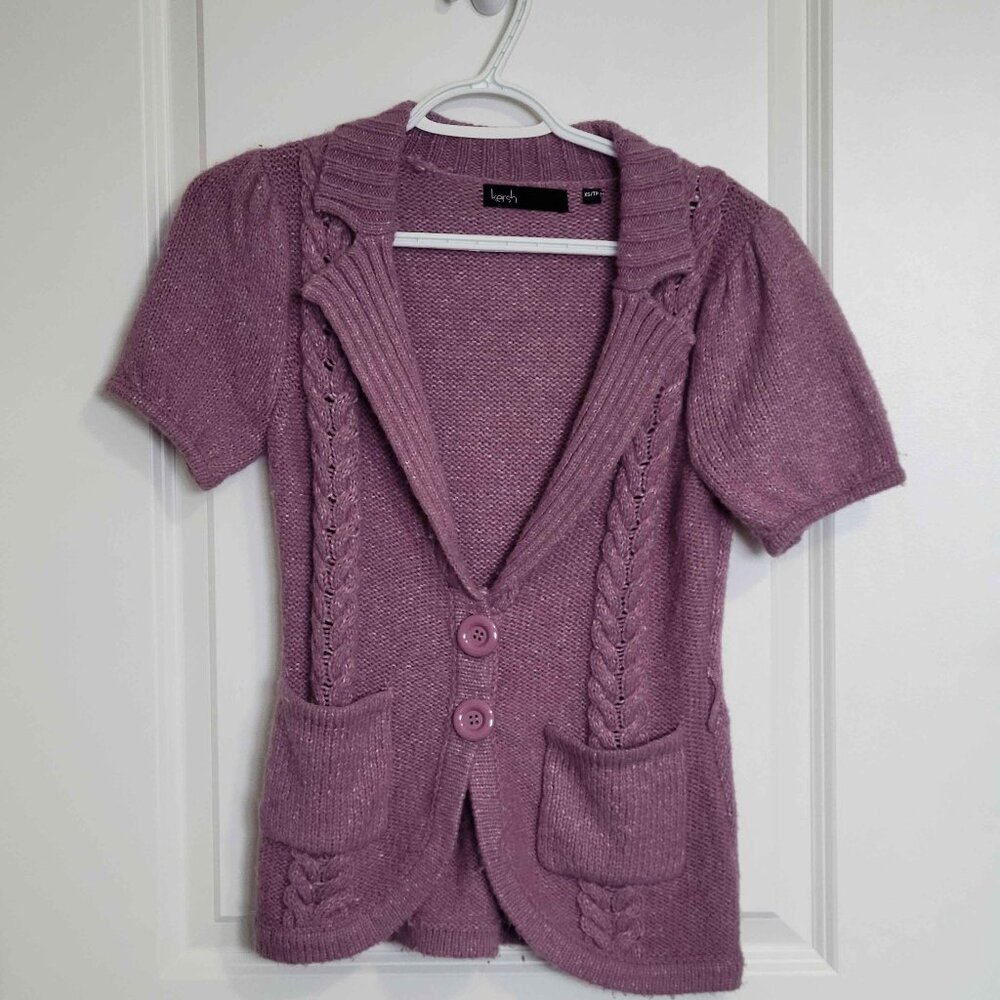 KERSH light puple soft knit vest puffed sleeves, womens